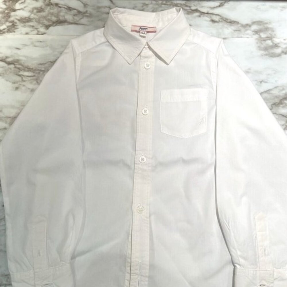 Boy's Jacadi White Cotton Button Front Shirt in Size 5 EUC